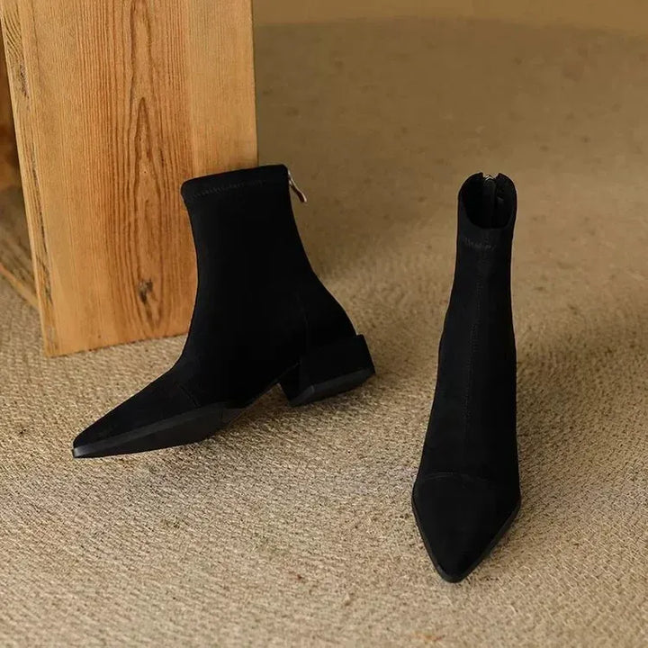 Delphine Suede Pointed-Toe Ankle Boots