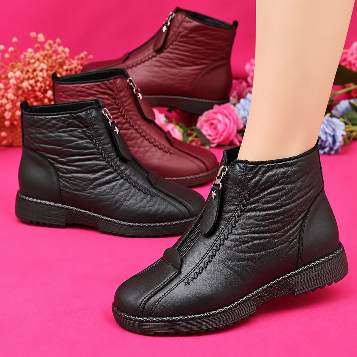 Lynne™ | Orthopaedic Leather Ankle Boots with Zip